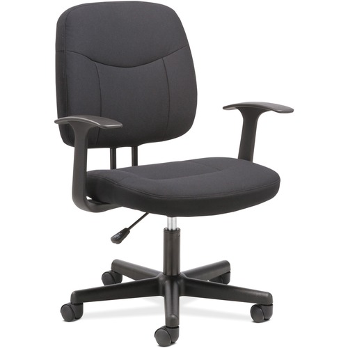 Sadie Seating Fixed Arms Fabric Task Chair - Black Fabric Seat - Black Fabric Back - Mid Back - 5-star Base - Black - 1 Each