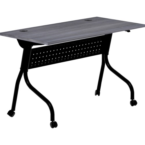 Lorell Flip Top Training Table - Charcoal Rectangle, Melamine Top - Black Four Leg Base - 4 Legs x 48" Table Top Width x 23.60" Table Top Depth - 29.50" Height - Melamine - 1 Each