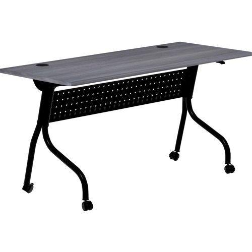Lorell Flip Top Training Table - Charcoal Rectangle, Melamine Top - Black Four Leg Base - 4 Legs x 60" Table Top Width x 23.60" Table Top Depth - 29.50" Height - Melamine - 1 Each