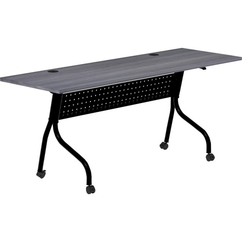 Lorell Flip Top Training Table - Charcoal Rectangle, Melamine Top - Black Four Leg Base - 4 Legs x 72" Table Top Width x 23.60" Table Top Depth - 29.50" Height - Melamine - 1 Each