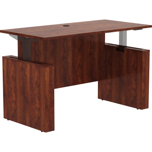 Lorell Essentials Series Sit-to-Stand Desk Shell - 0.1" Top, 1" Edge, 60" x 29"49" - Finish: Cherry - Laminate Table Top
