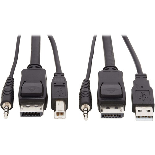 Tripp Lite DisplayPort KVM Cable Kit 3 in 1 4K USB 3.5 mm Audio 3xM/3xM 6ft - 5.91 ft KVM Cable for KVM Switch, Computer - First End: 1 x Mini-phone Male Audio, First End: 1 x DisplayPort Male Digital Audio/Video, First End: 1 x Type A Male USB - Second E