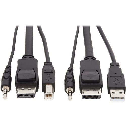 Tripp Lite DisplayPort KVM Cable Kit 3 in 1 4K USB 3.5mm Audio 3xM/3xM 10ft - 9.84 ft KVM Cable for KVM Switch, Computer - First End: 1 x Mini-phone Male Audio, First End: 1 x DisplayPort Male Digital Audio/Video, First End: 1 x Type A Male USB - Second E