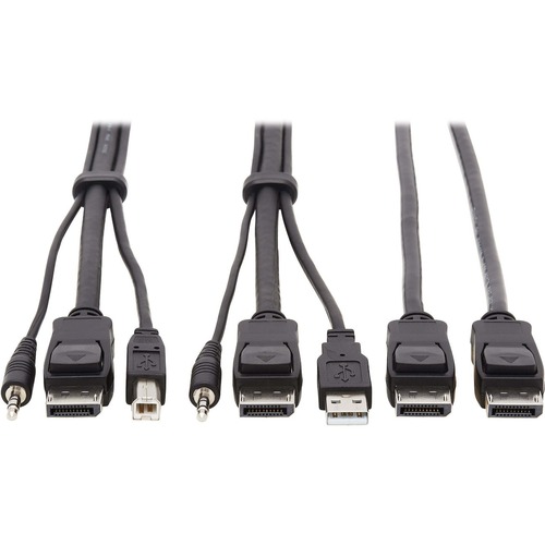 Tripp Lite Dual DisplayPort KVM Cable Kit 4K USB 3.5 mm Audio 3xM/3xM 10ft - 9.84 ft KVM Cable for KVM Switch, Computer, Monitor - First End: 1 x Mini-phone Male Audio, First End: 1 x DisplayPort Male Digital Audio/Video, First End: 1 x Type A Male USB - 