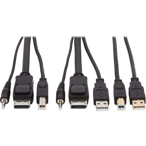 Tripp Lite DisplayPort KVM Cable Kit 4K USB 3.5mm Audio 3xM/3xM USB MM 10ft - 9.84 ft KVM Cable for KVM Switch, Computer - First End: 1 x Mini-phone Male Audio, First End: 1 x DisplayPort Male Digital Audio/Video, First End: 1 x Type A Male USB - Second E