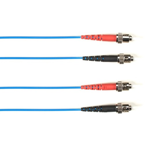 Black Box Fiber Optic Duplex Patch Network Cable - 13.10 ft Fiber Optic Network Cable for Network Device - First End: 2 x ST Network - Male - Second End: 2 x ST Network - Male - 10 Gbit/s - Patch Cable - LSZH - 50/125 µm - Blue - TAA Compliant