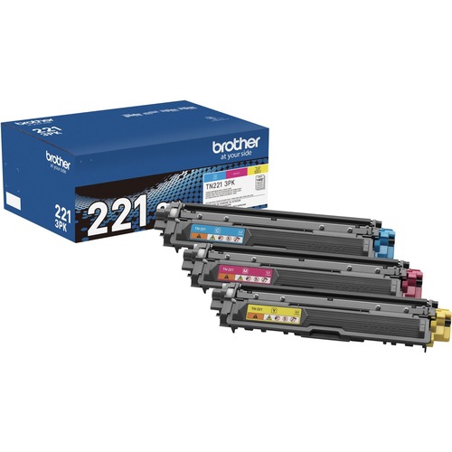 Brother TN221 Original Standard Yield Laser Toner Cartridge - Multi-pack - Cyan, Magenta, Yellow - 3 / Box - 1400 Pages Cyan, 1400 Pages Magenta, 1400 Pages Yellow