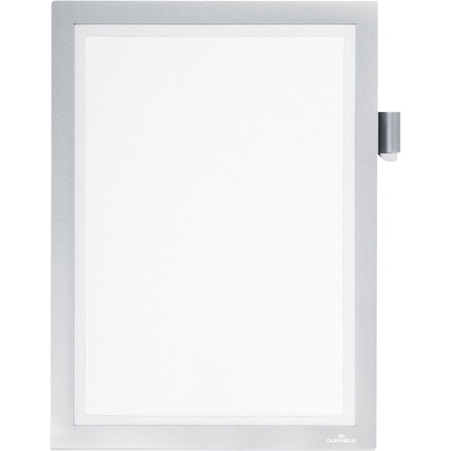 DURABLE DURAFRAME Note - Support 8.50" x 11" Media - Polyvinyl Chloride (PVC) - Silver - 1 Each