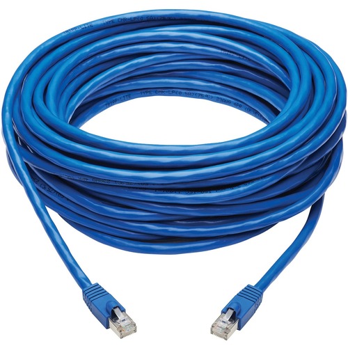 Tripp Lite Cat6a Patch Cable F/UTP Snagless w/ PoE 10G CMR-LP Blue M/M 50ft - 50 ft Category 6a Network Cable for Router, Server, Modem, Hub, Switch, PoE-enabled Device, Surveillance Camera, VoIP Device, Patch Panel, Workstation, Peripheral Device, ... - 