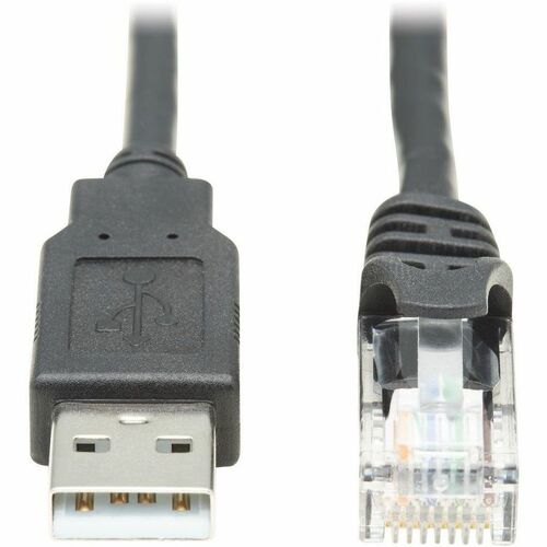 Tripp Lite USB-A to RJ45 Rollover Console Cable Cisco Compatible M/M 10ft - 10 ft RJ-45/USB Data Transfer Cable for Switch, Router, Modem, Computer, Notebook - First End: 1 x RJ-45 Male Network - Second End: 1 x Type A Male USB - 31.25 kB/s - Shielding - 