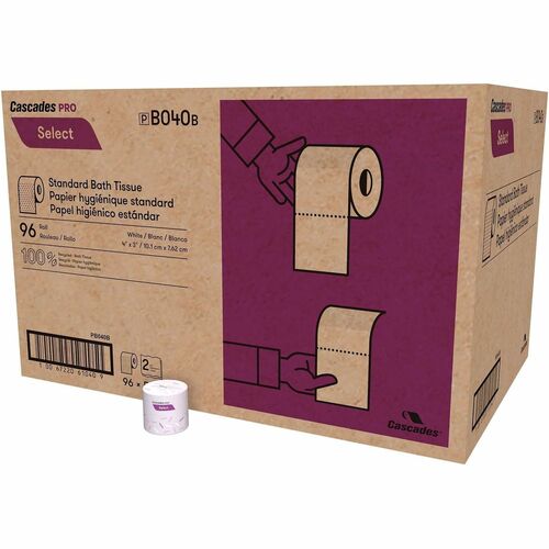 Cascades PRO 2-ply Bathroom Tissue Roll - 2 Ply - 4" Width x 3.20" Length - 500 Sheets/Roll - White - Fiber - 96 / Carton