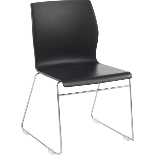 Eurotech Faze Stack Chair - Black Plastic Seat - Black Back - Steel Frame - 2 / Carton