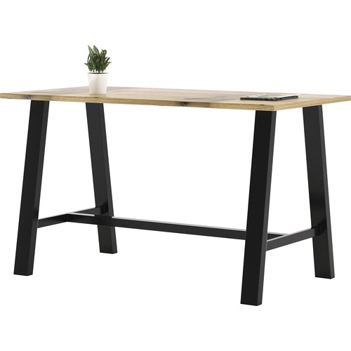 KFI Midtown Solid Wood Top Cafe Table - Natural Rectangle Top - 72" Table Top Length x 36" Table Top Width - 41" HeightAssembly Required - Poplar Wood Top Material - 1 Each