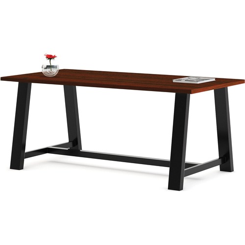 KFI Midtown 36x84x30 HPL Top Table - Maple Rectangle Top - Cross Beam Base - 84" Table Top Length x 36" Table Top Width - 30" Height - Assembly Required - High Pressure Laminate (HPL) Top Material - 1 Each