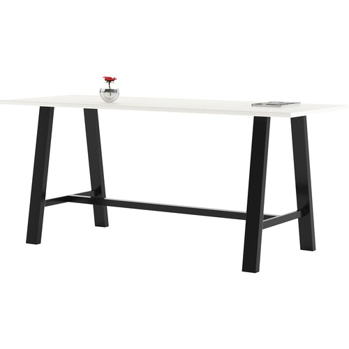 KFI HPL Laminate Top Bar-height Table - White Rectangle Top - Cross Beam Base - 84" Table Top Length x 36" Table Top Width - 41" Height - Assembly Required - High Pressure Laminate (HPL) Top Material - 1 Each
