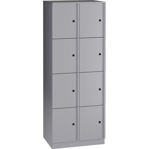 Lorell Trace Double-Wide Eight-Door Locker - Key Lock - for Wallet, Shoes, Appointment Book - Overall Size 65.9" x 24" x 18" - Metallic Silver - Metal