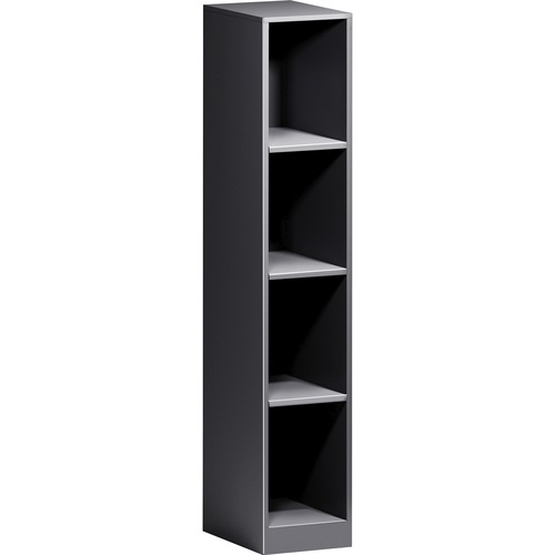 Lorell Trace Single-Wide Four-Opening Cubby - 4 Compartment(s) - 65.9" Height x 12" Width x 18" Depth - Black - Metal - 1Each