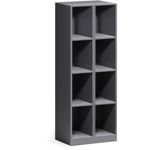Lorell Trace Double-Wide Eight-Opening Cubby - 8 Compartment(s) - 65.9" Height x 24" Width x 18" Depth - Black - Metal - 1Each