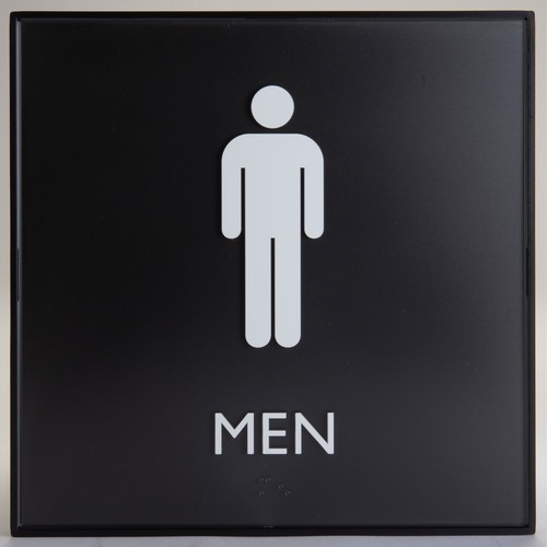 Lorell Men's Restroom Sign - 1 Each - Men Print/Message - 8" Width x 8" Height - Square Shape - Easy Readability, Injection-molded - Plastic - Black, Black
