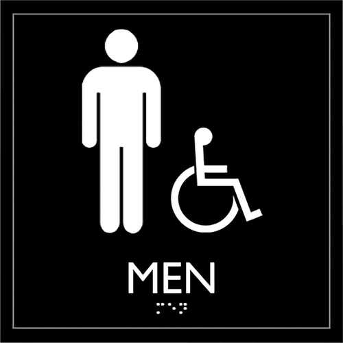 Lorell Restroom Sign - 1 Each - Men Print/Message - 8" Width x 8" Height - Square Shape - Easy Readability, Injection-molded - Plastic - Black