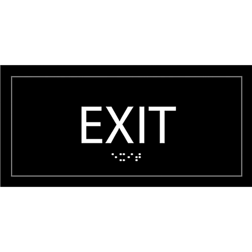 Lorell Exit Sign - 1 Each - 4" Width x 8" Height - Rectangular Shape - Surface-mountable - Easy Readability, Injection-molded - Plastic - Black