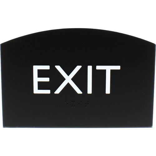 Lorell Exit Sign - 1 Each - 4.5" Width x 6.8" Height - Rectangular Shape - Easy Readability, Braille - Plastic - Black