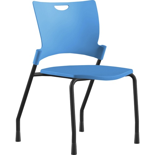 9 to 5 Seating Bella Plastic Seat Stack Chair - Blue Thermoplastic Seat - Blue Thermoplastic Back - Black Frame - Four-legged Base - 1 Each