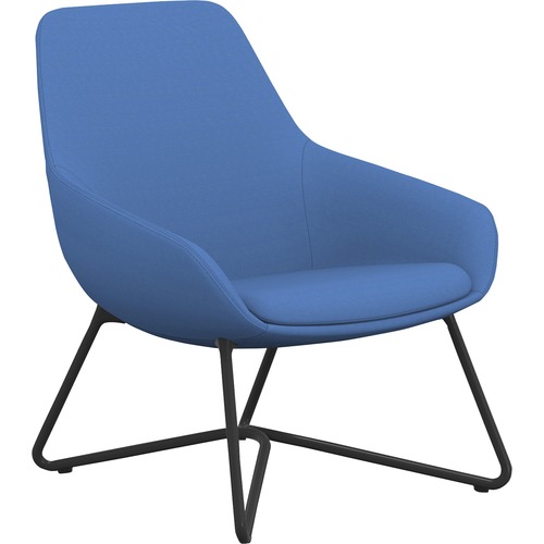 9 to 5 Seating W-shaped Base Lilly Lounge Chair - Blue Fabric, Foam Seat - Blue Fabric, Foam Back - Black Frame - W Leg Base - 1 Each