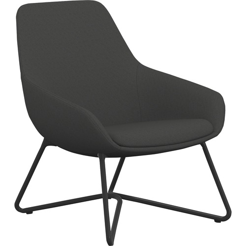 9 to 5 Seating W-shaped Base Lilly Lounge Chair - Gray Fabric, Foam Seat - Gray Fabric, Foam Back - Black Frame - W Leg Base - 1 Each