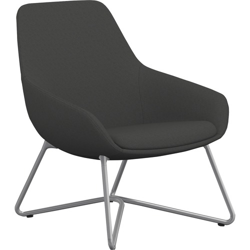 9 to 5 Seating W-shaped Base Lilly Lounge Chair - Gray Fabric, Foam Seat - Gray Fabric, Foam Back - Silver Frame - W Leg Base - 1 Each