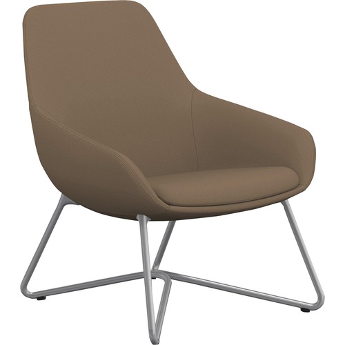 9 to 5 Seating W-shaped Base Lilly Lounge Chair - Latte Fabric, Foam Seat - Latte Fabric, Foam Back - Silver Frame - W Leg Base - 1 Each