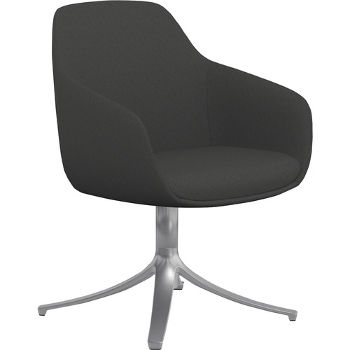 9 to 5 Seating Lilly Swivel Base Fabric Lounge Chair - Gray Fabric, Foam Seat - Gray Fabric, Foam Back - 1 Each