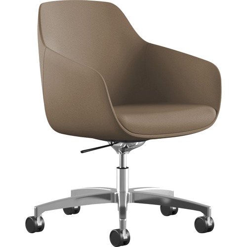 9 to 5 Seating Lilly 5-Star Base Fabric Lounge Chair - Latte Fabric, Foam Seat - Latte Fabric, Foam Back - 5-star Base - 1 Each