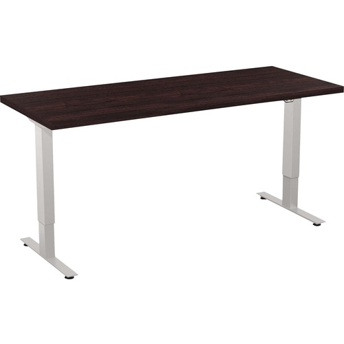 Special-T 24x60" Patriot 2-Stage Sit/Stand Table - For - Table TopEspresso Rectangle Top - Brown Silver Base - 27" to 46" Adjustment x 60" Table Top Width x 24" Table Top Depth - 46" Height - Assembly Required - 1 Each - TAA Compliant