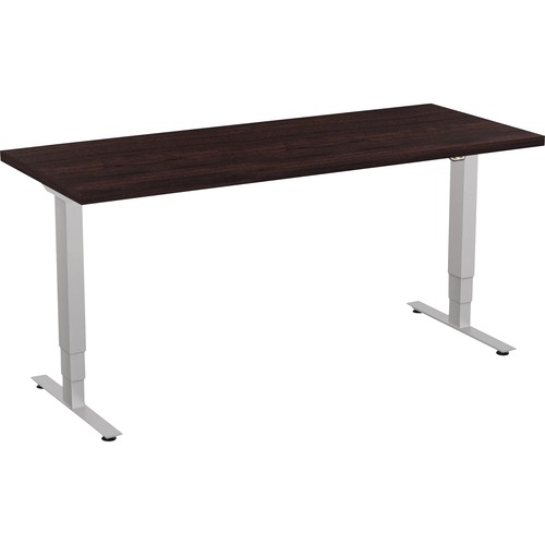 Special-T 24x60" Patriot 3-Stage Sit/Stand Table - Espresso Rectangle Top - Brown Silver Base - 24" to 48" Adjustment x 60" Table Top Width x 24" Table Top Depth - 46" Height - Assembly Required - 1 Each - TAA Compliant