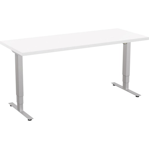 Special-T 24x60" Patriot 3-Stage Sit/Stand Table - For - Table TopWhite Rectangle Top - Silver Gray Base - 24" to 48" Adjustment x 60" Table Top Width x 24" Table Top Depth - 46" Height - Assembly Required - 1 Each - TAA Compliant