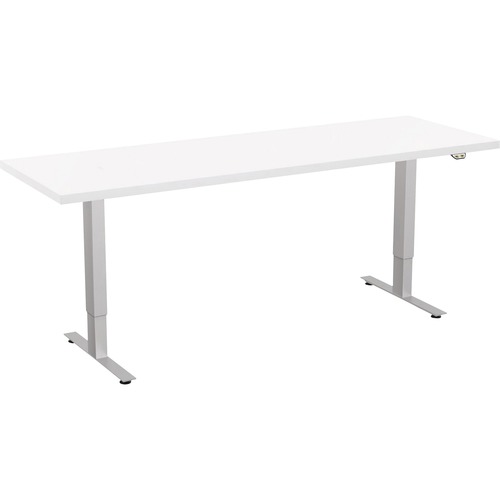Special-T 24x72" Patriot 3-Stage Sit/Stand Table - White Rectangle Top - Silver Gray Base - 24" to 48" Adjustment x 72" Table Top Width x 24" Table Top Depth - 46" Height - Assembly Required - 1 Each - TAA Compliant