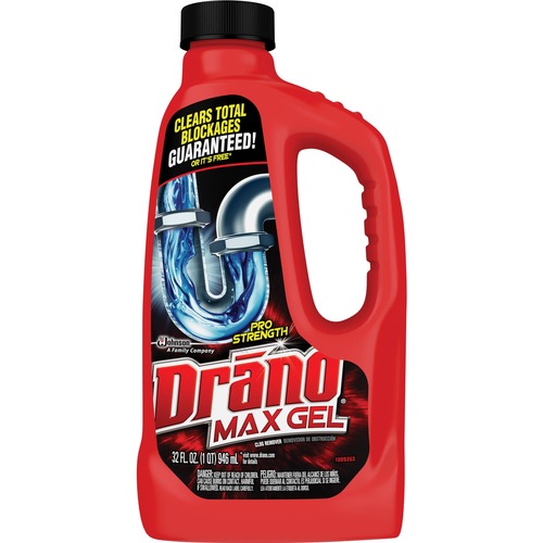 Drano Max Gel Clog Remover - Ready-To-Use - 32 fl oz (1 quart)Bottle - 12 / Carton - Corrosion Resistant, Phosphorous-free - Clear