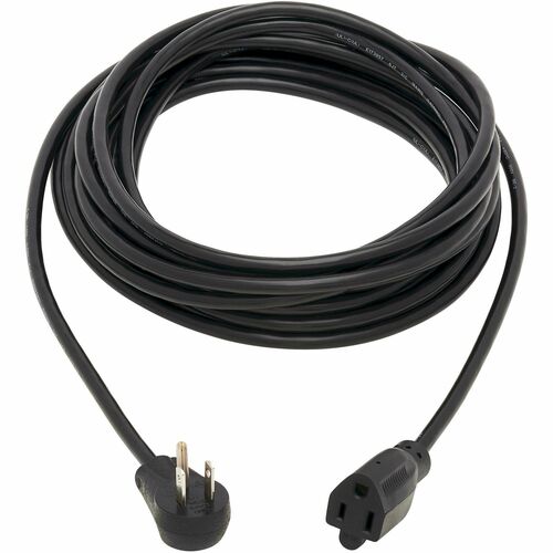 Eaton Tripp Lite Series Power Extension Cord, Right-Angle NEMA 5-15P to NEMA 5-15R - 10A, 120V, 18 AWG, 25 ft. (7.62 m), Black - For Computer, Workstation, Monitor, Server, Rack Server, Printer, PDU, UPS - 120 V AC / 10 A - Black - North America