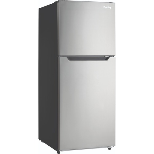 Danby 10.1 cu.ft Apartment Size Refrigerator DFF101B1BSLDB - 10.10 ft³ - Auto-defrost - Top Mount - Reversible - Stainless Steel - Freestanding - LED Light
