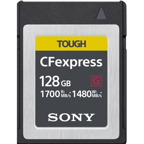 Sony TOUGH CEB-G128 128 GB CFexpress Card Type B - 1 Pack - 1.66 GB/s Read - 1.45 GB/s Write
