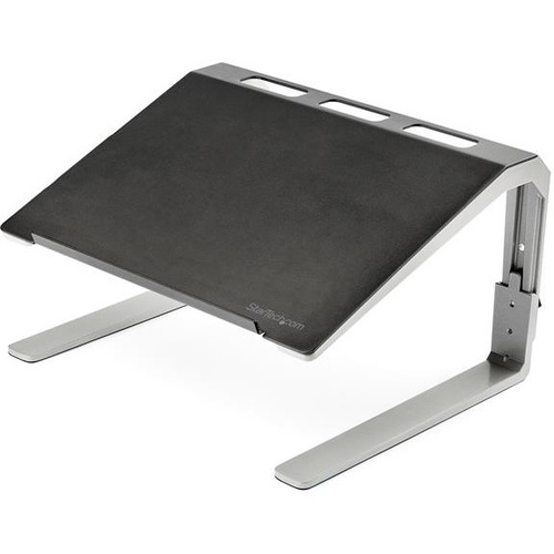 StarTech.com Adjustable Laptop Stand - Heavy Duty Steel & Aluminum - 3 Height Settings - Tilted - Ergonomic Laptop Riser for Desk (LTSTND) - Elevate your laptop to create an ergonomic workspace while freeing up desk space - Adjustable laptop stand with 3 