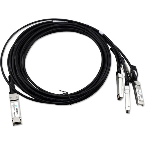 Axiom 100GBASE-CR4 QSFP28 to 4 SFP28 Passive DAC Cisco Compatible 5m - 16.4 ft Twinaxial Network Cable for Network Device, Router, Switch - First End: 1 x QSFP28 Network - Second End: 4 x SFP28 Network - 100 Gbit/s
