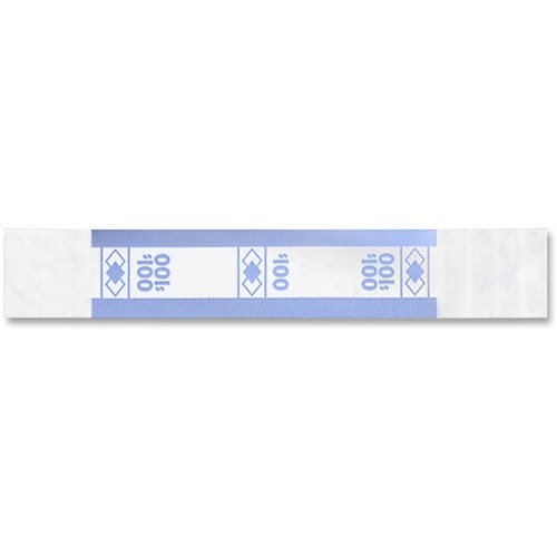 ICONEX SecurIT Currency Straps - $100 Denomination - Sturdy, Color Coded, Adhesive - Kraft Paper - Blue - 1000 / Pack