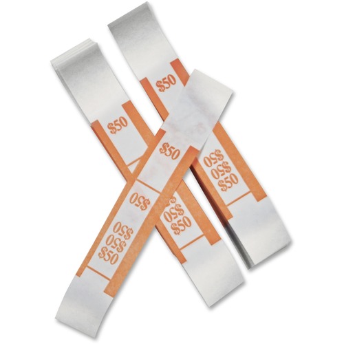 ICONEX SecurIT Currency Straps - Total $50 - Adhesive, Sturdy, Color Coded - Kraft Paper - 1000 / Pack