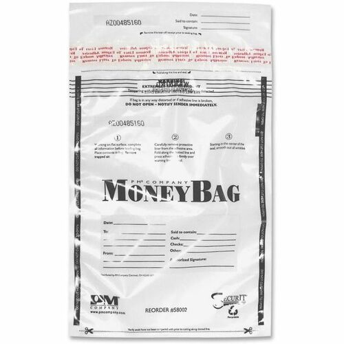 ICONEX SecurIT 9x12 Disposable Deposit Bags - 9" Width x 12" Length - Clear - Plastic - Money - 100 / Pack