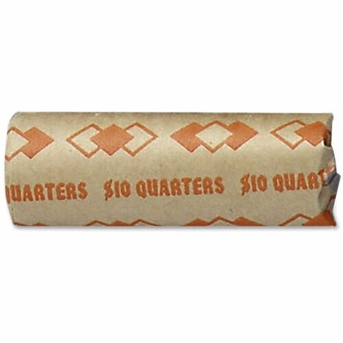 ICONEX Tubular Kraft Paper Coin Wrappers - Total $10 in 25¢ Denomination - Sturdy, Color Coded - Kraft Paper - Orange - 1000 / Carton