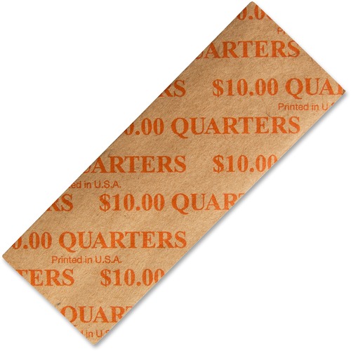 ICONEX Color-coded Flat Coin Wrappers - Total $10 in 25¢ Denomination - Color Coded, Sturdy - Kraft Paper - Orange - 1000 / Pack