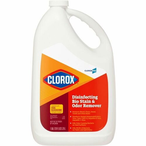 CloroxPro Disinfecting Bio Stain & Odor Remover Refill - 128 fl oz (4 quart) - 1 Each - Bleach-free, Deodorize - Translucent