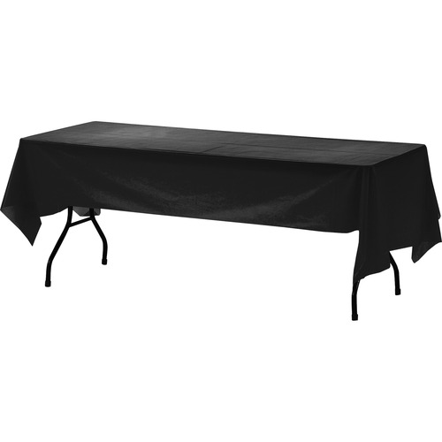 Genuine Joe Plastic Table Covers - 108" Length x 54" Width - Plastic - Black - 24 / Carton